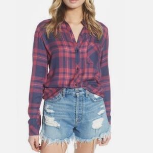 Rails Red and Navy Plaid Button-Up Shirt
